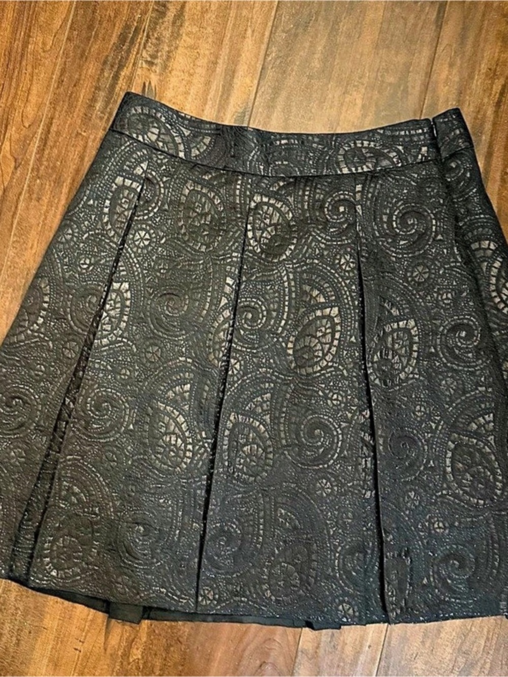 Banana Republic Full Skirt Paisley A-Line Skirt in Black Size 12